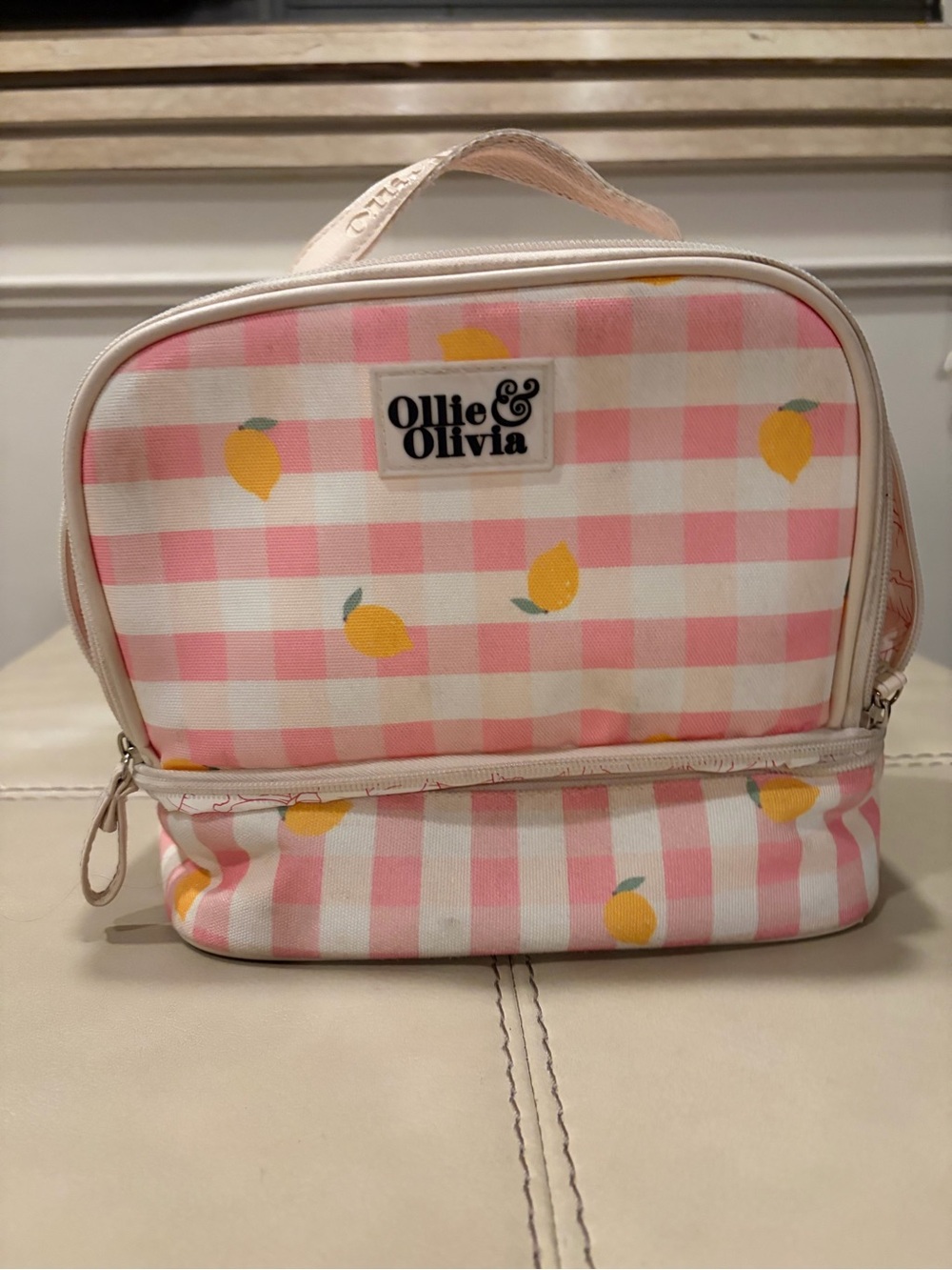 Pink Gingham Lemon Lunch Bag
